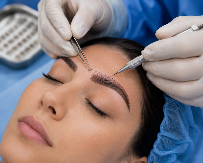 Surgeon performing Eyebrow Transplant